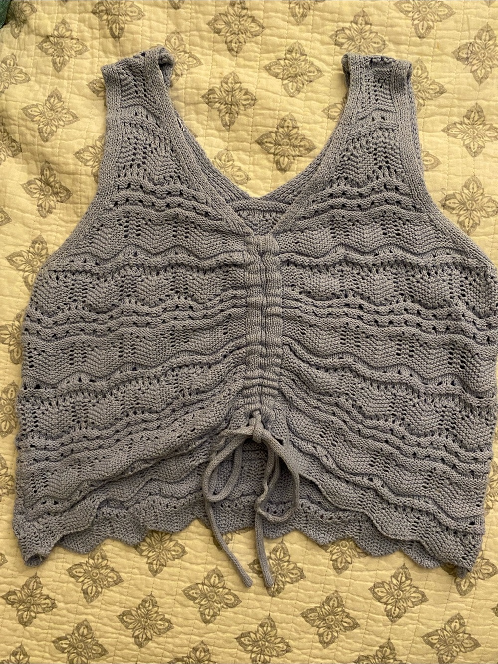 Jessica Simpson baby blue Knit Drawstring Cropped Tank